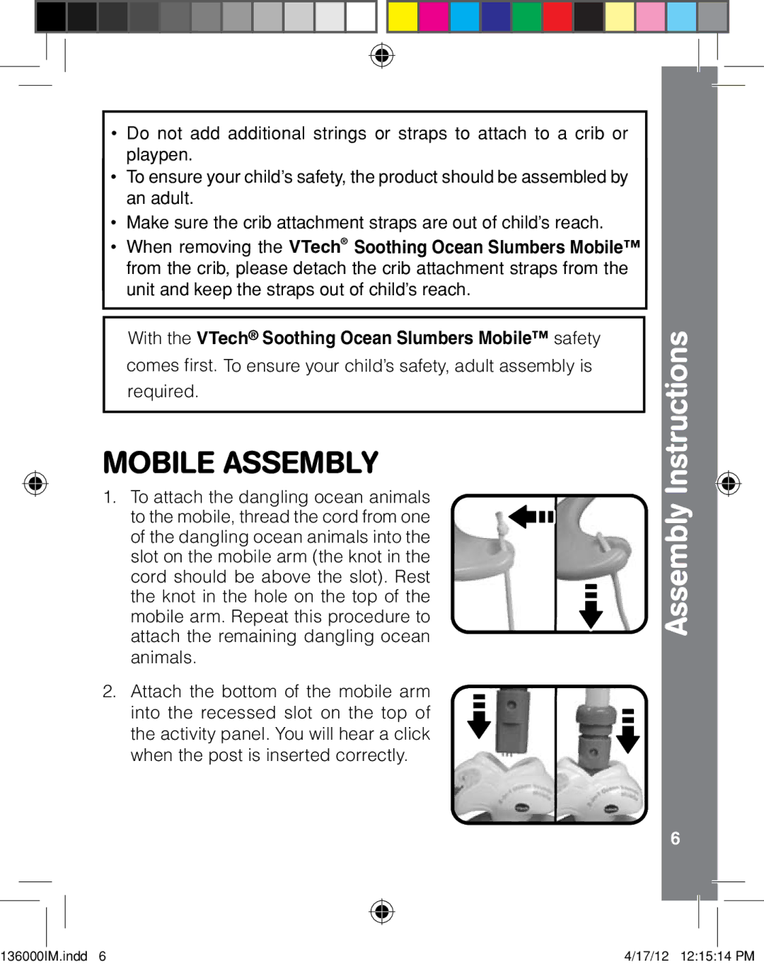 VTech 91-002761-001 user manual Mobile Assembly, Assembly Instructions 