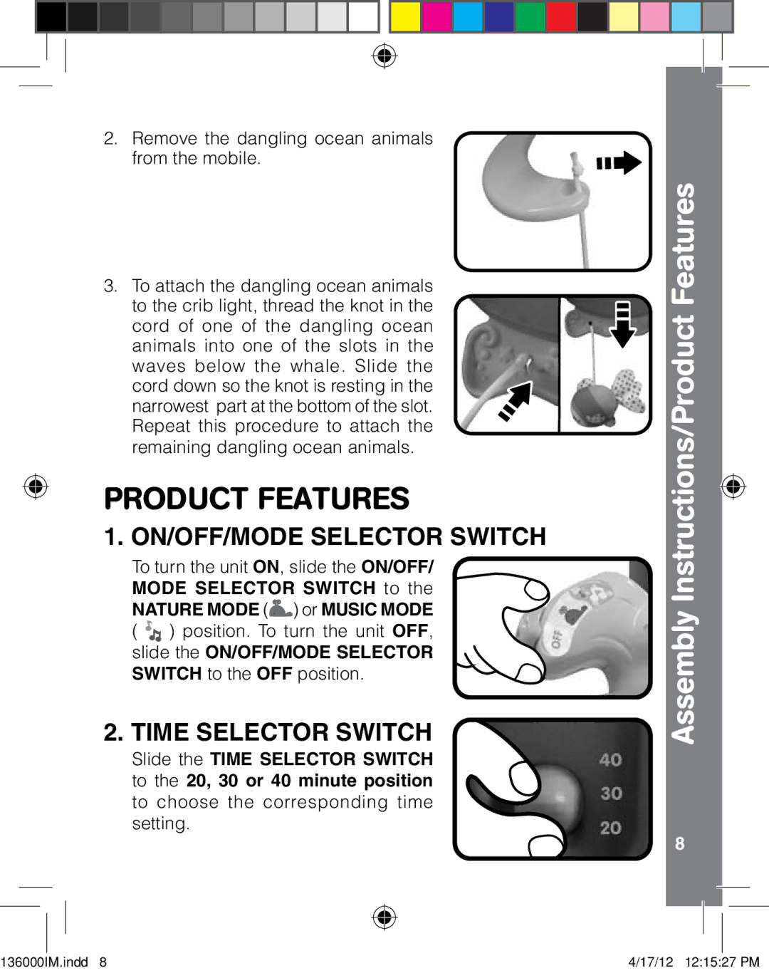 VTech 91-002761-001 user manual Product Features, Assembly FeaturesInstructions/Product 