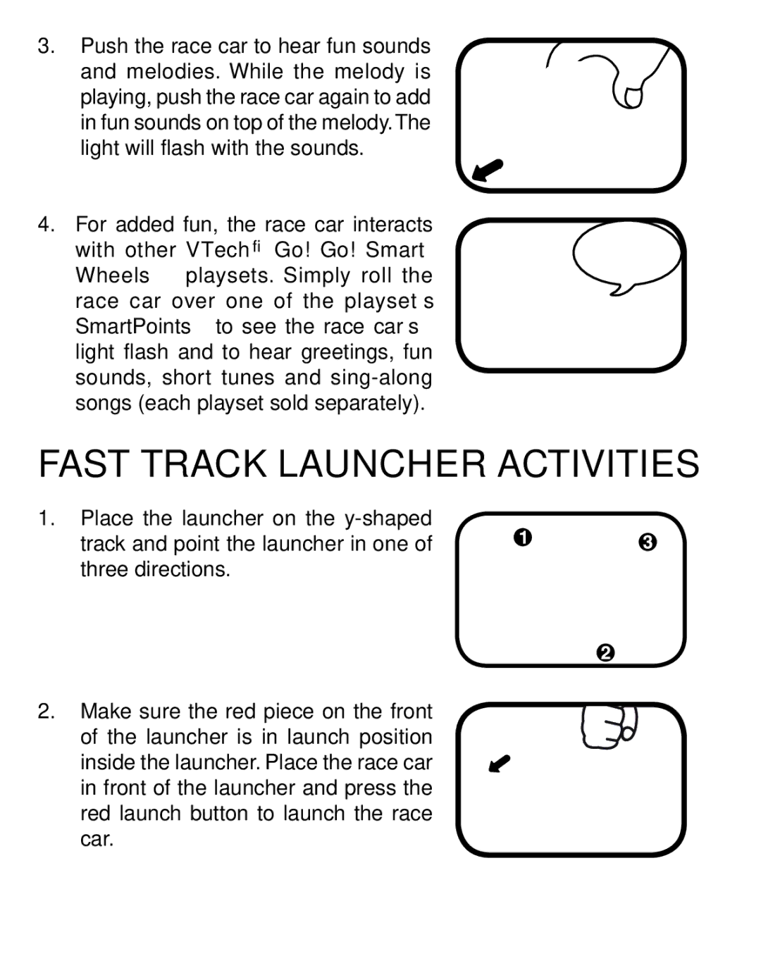 VTech 91-002831-011 US user manual Fast Track Launcher Activities 