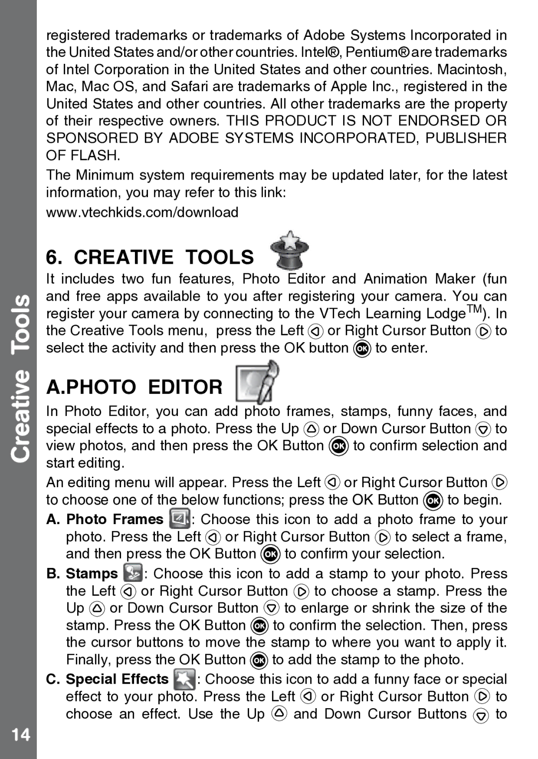 VTech 91-002843-000 user manual Creative Tools 