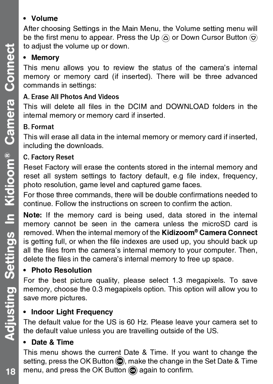 VTech 91-002843-000 user manual Adjusting Settings In Kidioom Camera Connect 