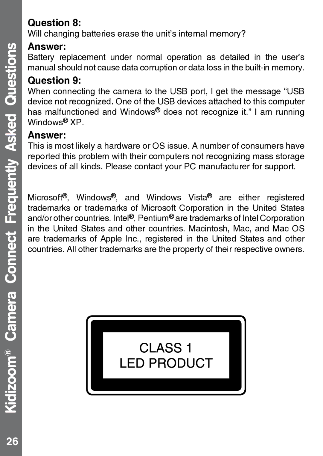 VTech 91-002843-000 user manual Will changing batteries erase the unit’s internal memory? 