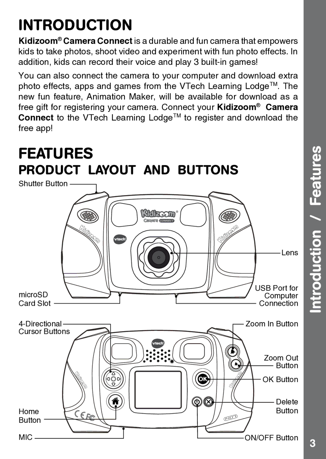 VTech 91-002843-000 user manual Introduction, Features 