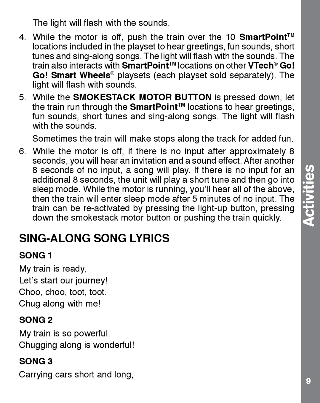 VTech 91-002858-007 user manual SING-ALONG Song Lyrics 