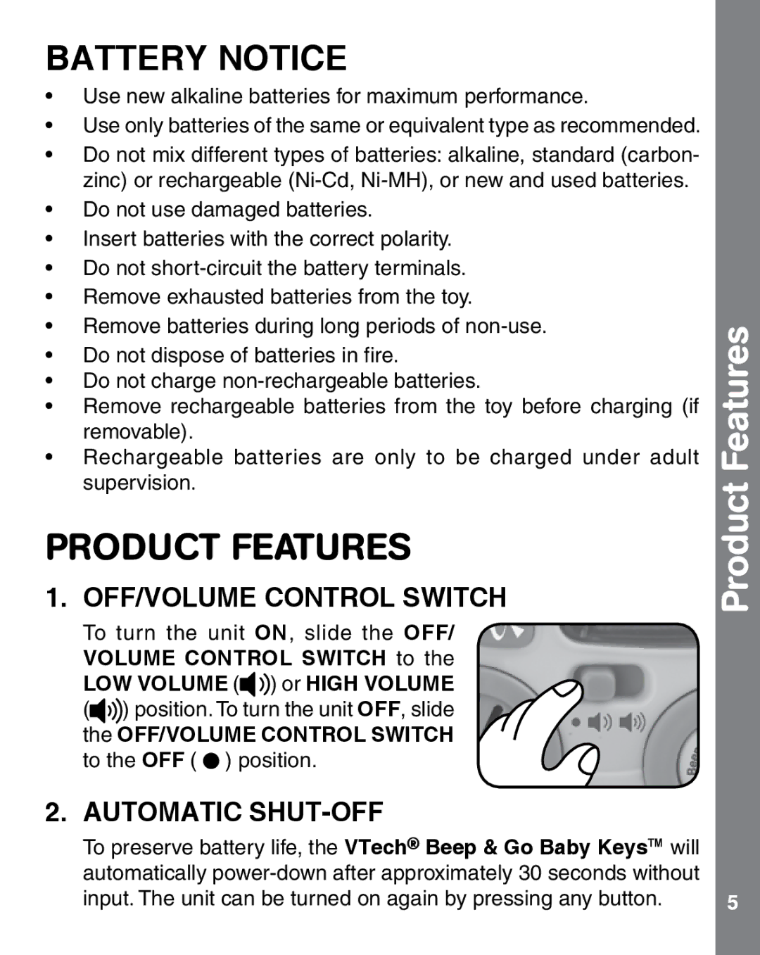 VTech 91-002887-006 user manual Product Features 