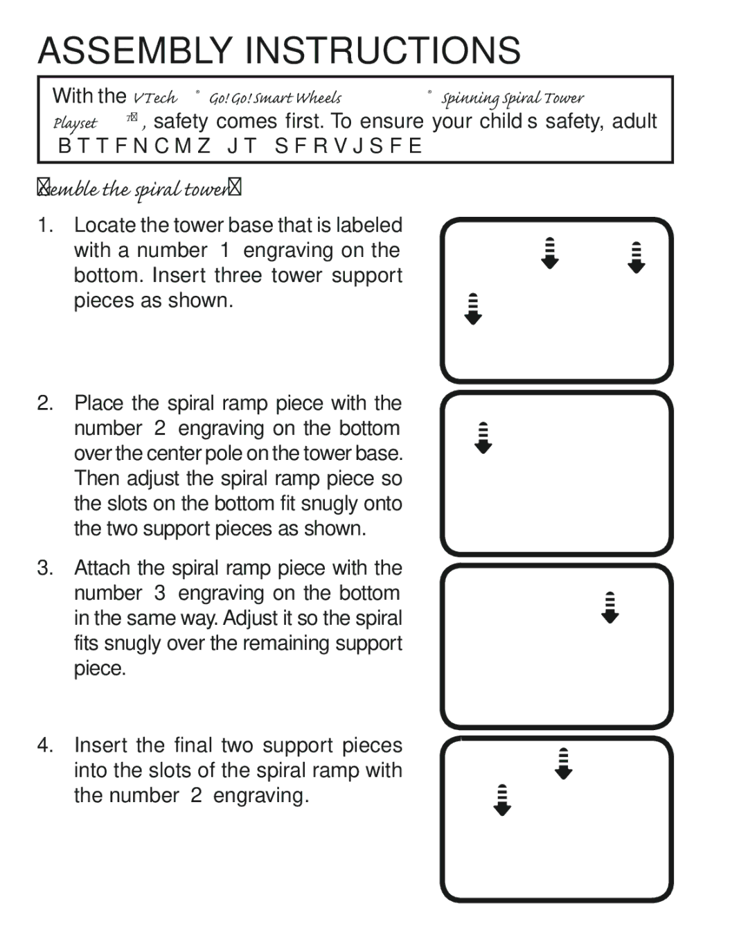 VTech 91-002904-006 user manual Assembly Instructions, Assemble the spiral tower 