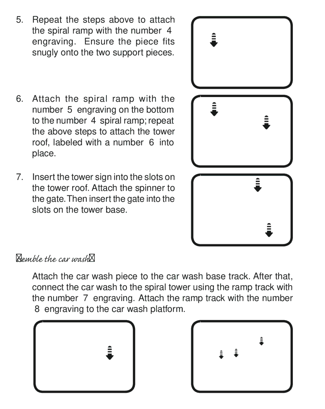 VTech 91-002904-006 user manual Assembly Instructions, Assemble the car wash 