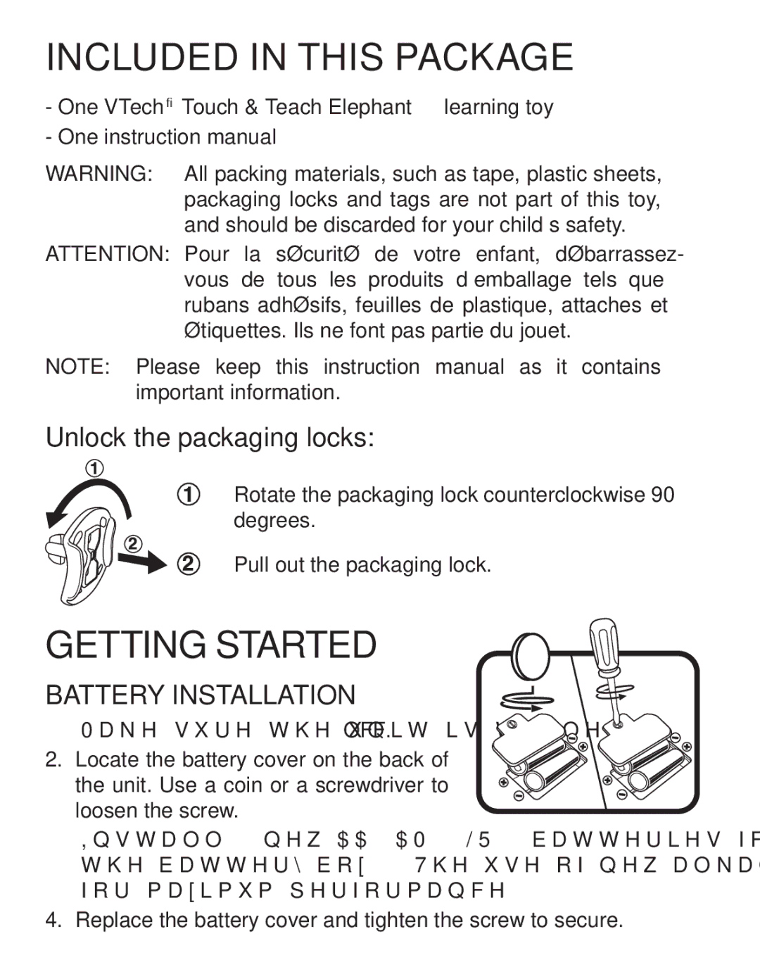 VTech 91-002924-000 user manual Included in this Package, Getting Started, Included In This Package, Battery Installation 