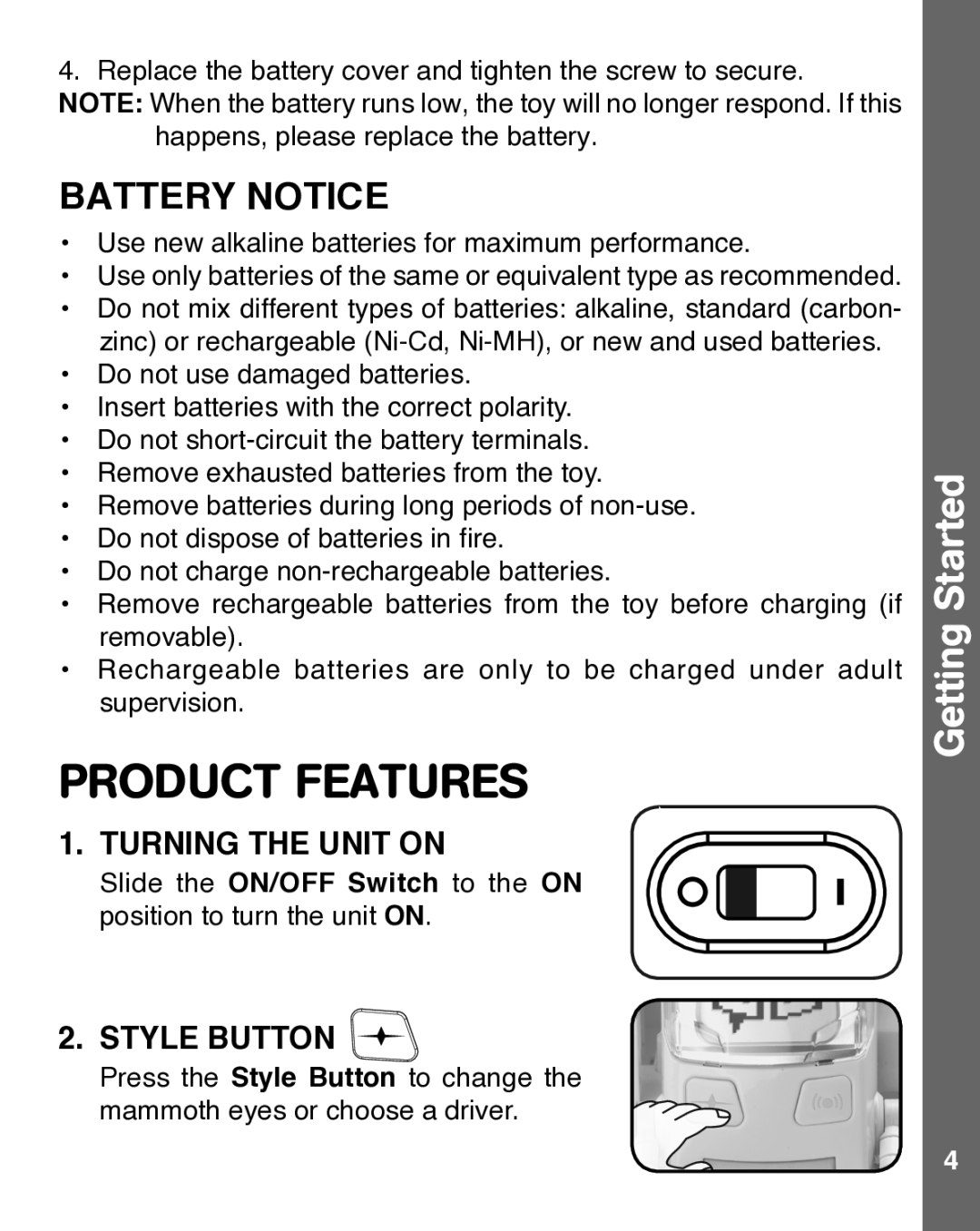 VTech 91-002929-000 US user manual Product Features, Getting Started 