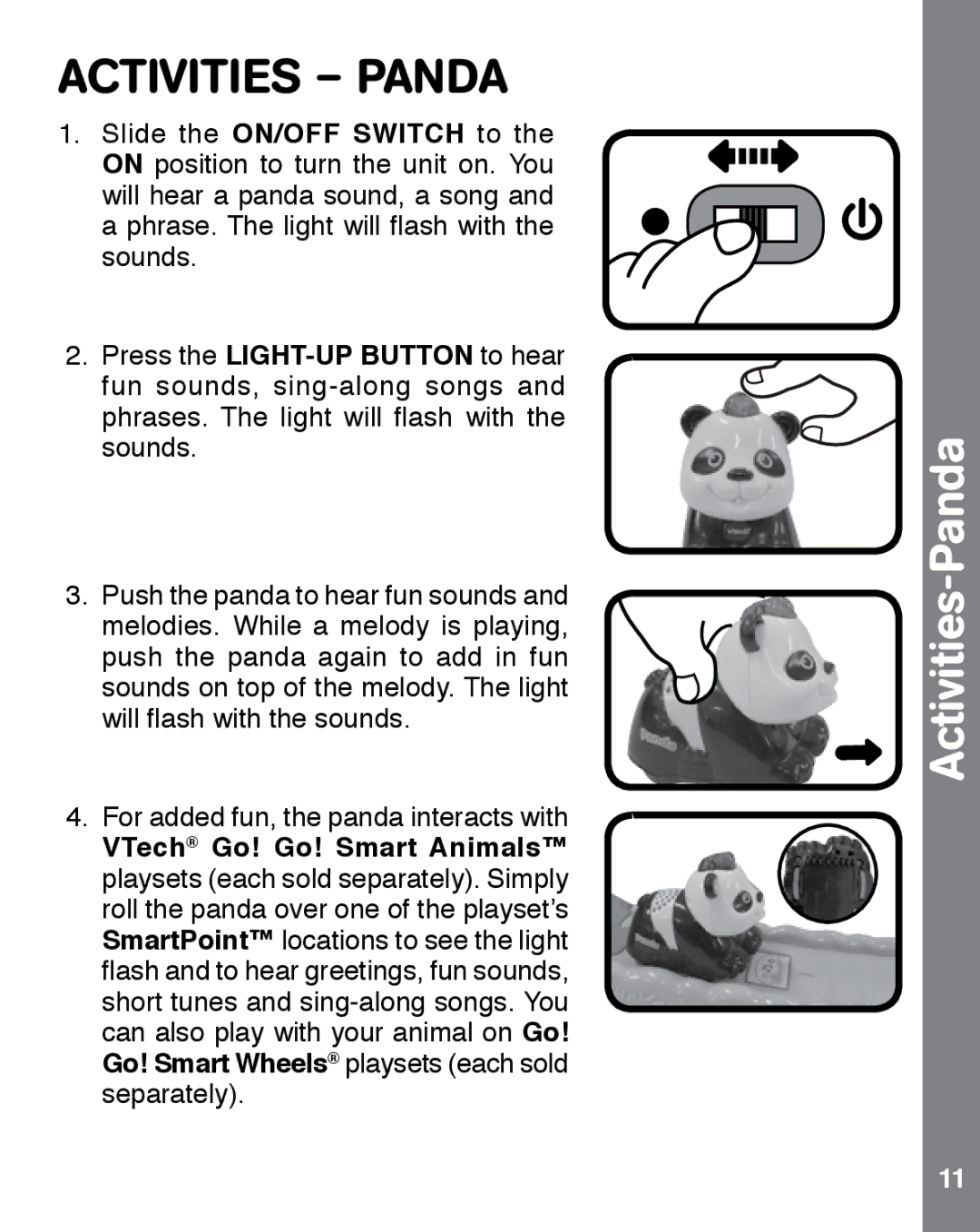 VTech 91-002932-000 user manual Activities Panda, Activities-Panda 