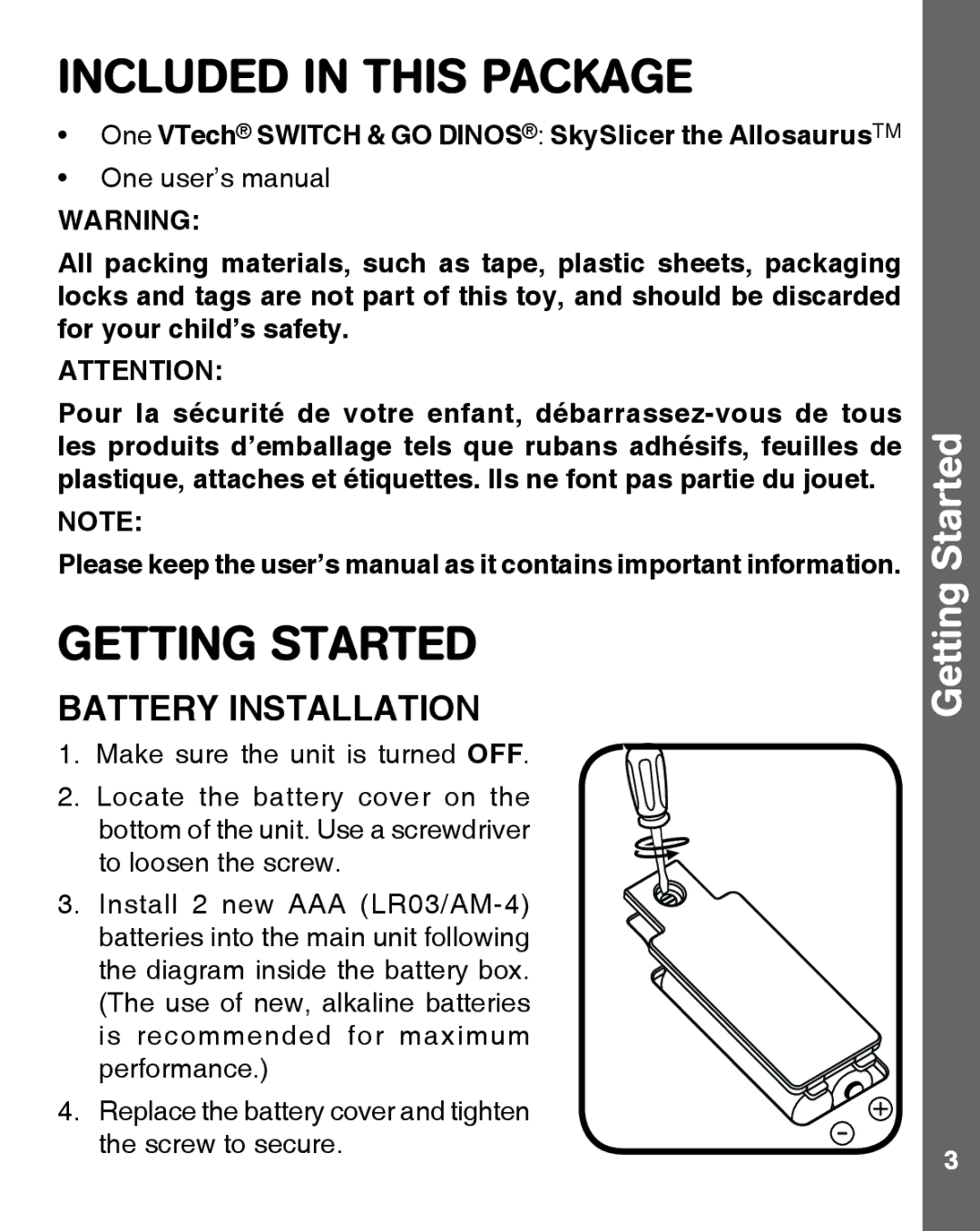 VTech 91-009632-000 user manual Included in this Package, Getting Started 