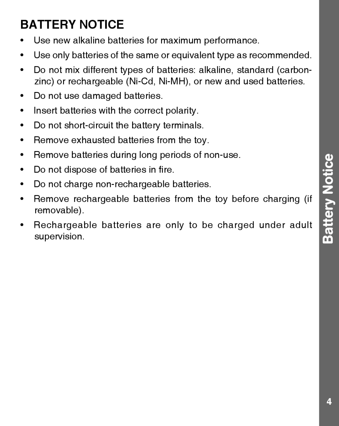 VTech 91-009632-000 user manual Battery Notice 