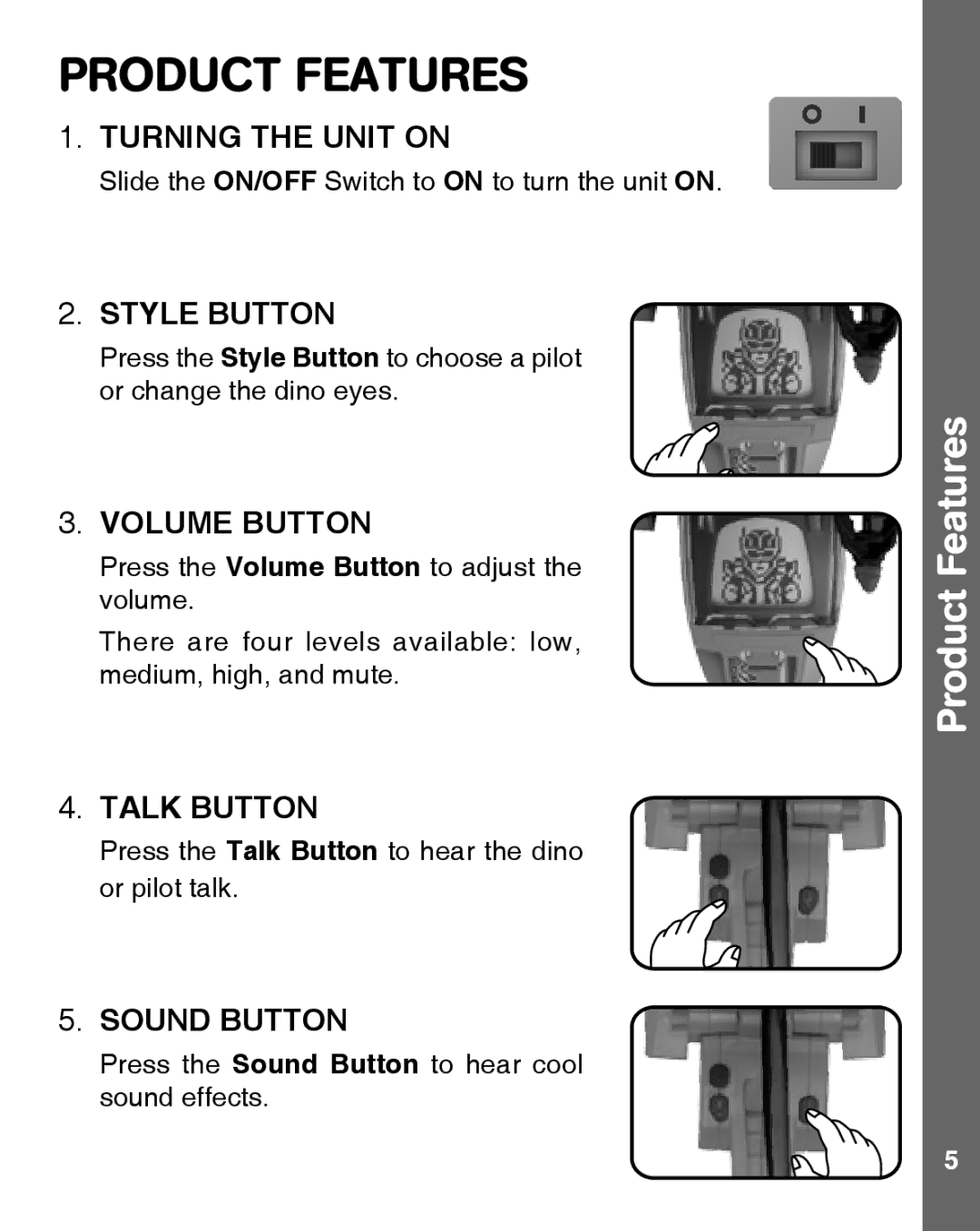 VTech 91-009642-000 user manual Product Features, Volume Button 