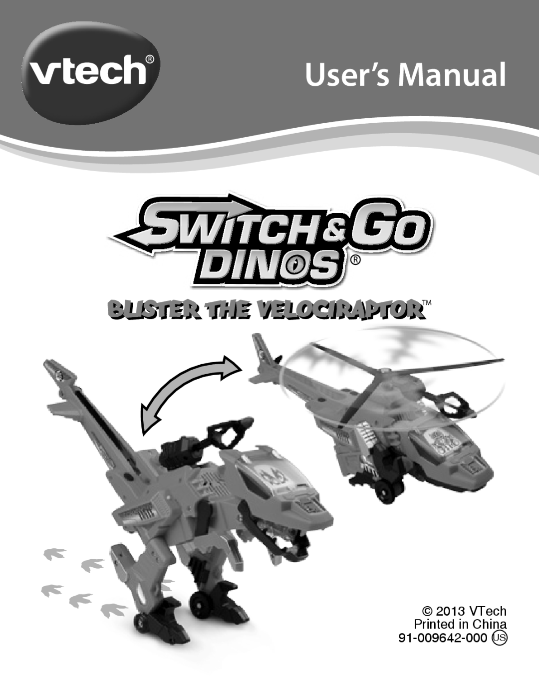 VTech user manual User’s Manual, Blisteri The Velociraptori Tm, VTech Printed in China 91-009642-000 US 