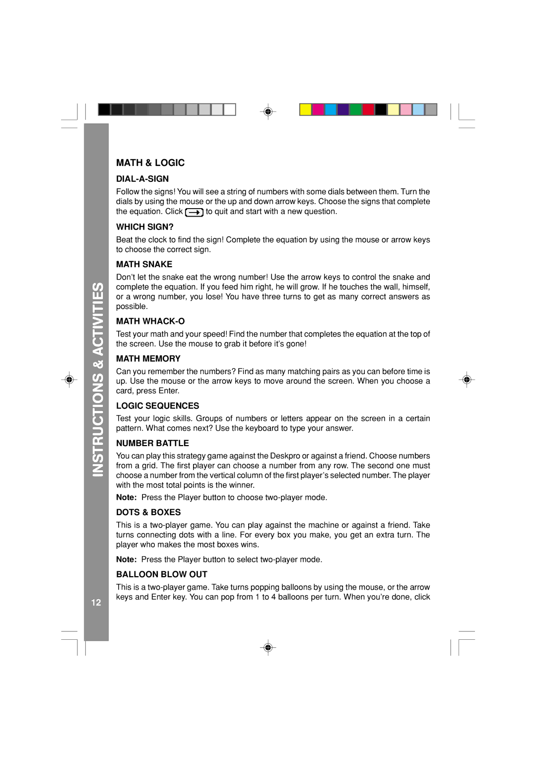 VTech 91-XXXXX-00X user manual Math & Logic 