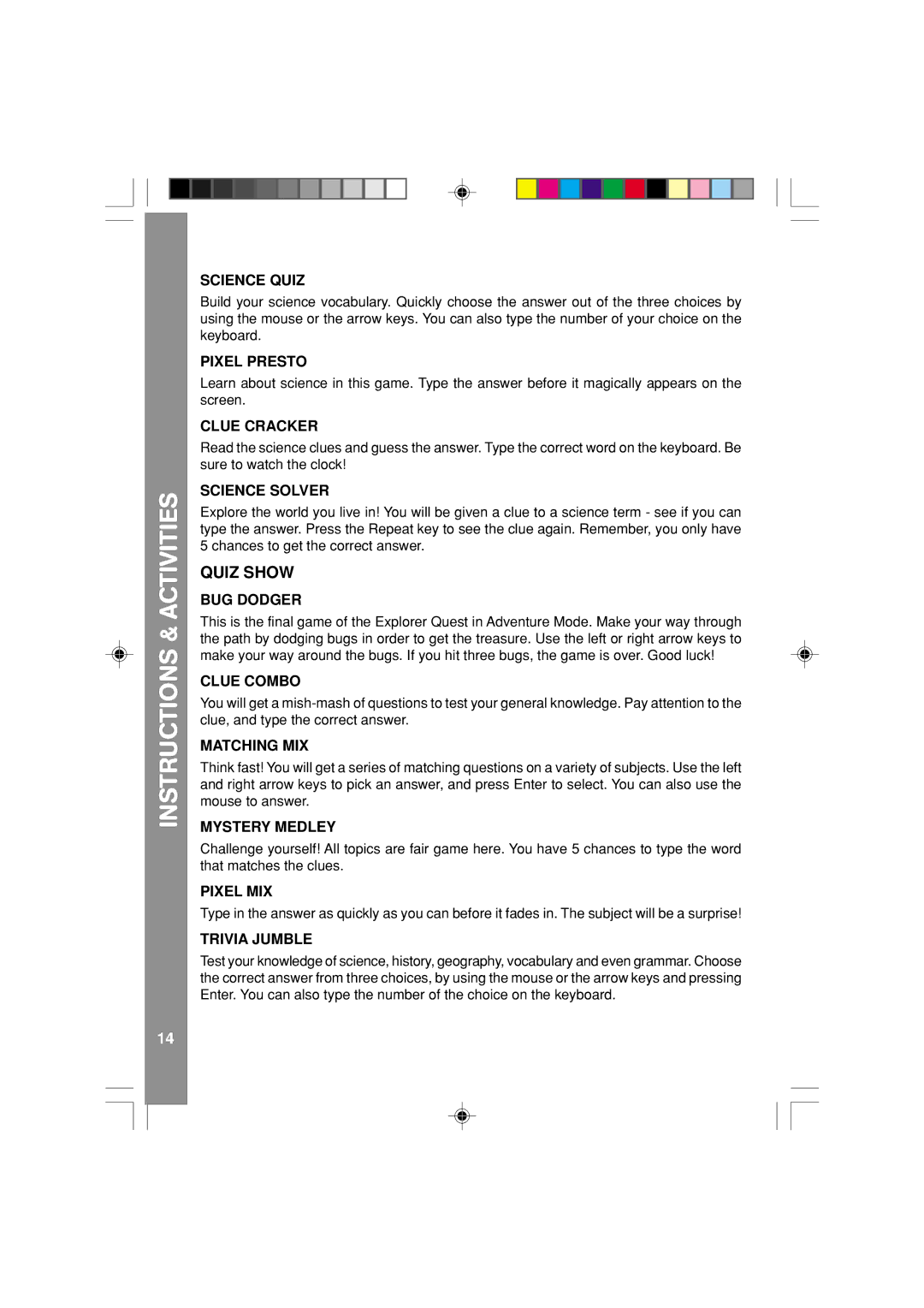 VTech 91-XXXXX-00X user manual Quiz Show 