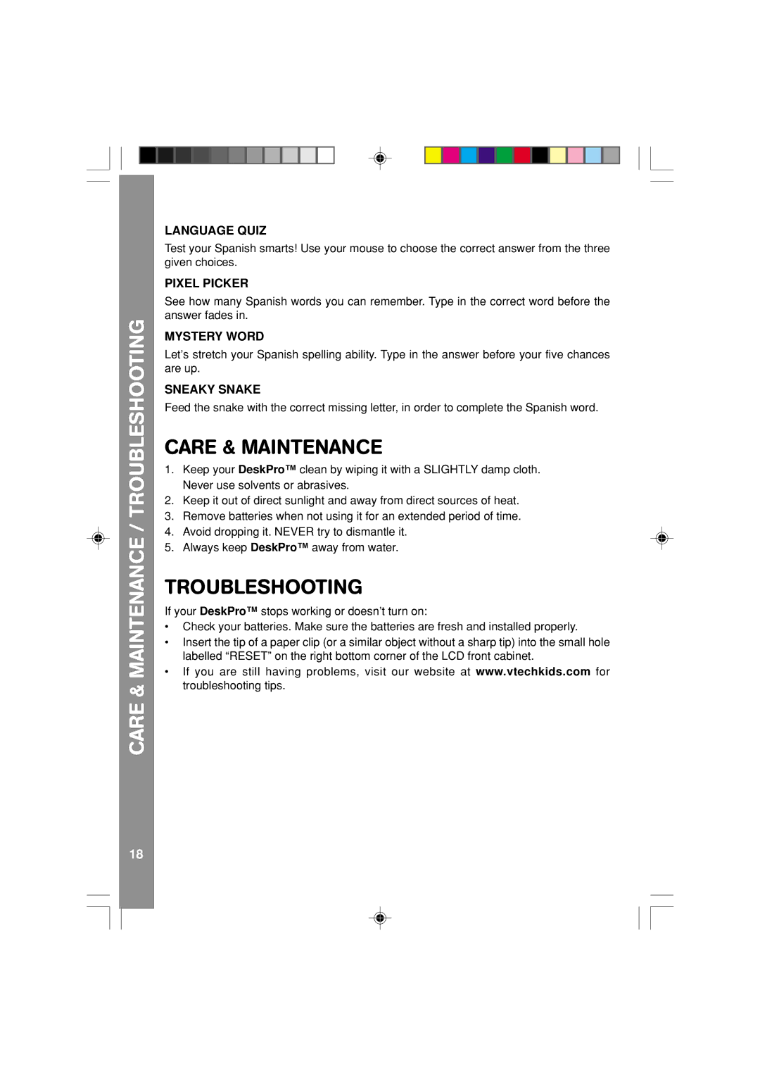 VTech 91-XXXXX-00X user manual Care & Maintenance, Troubleshooting 