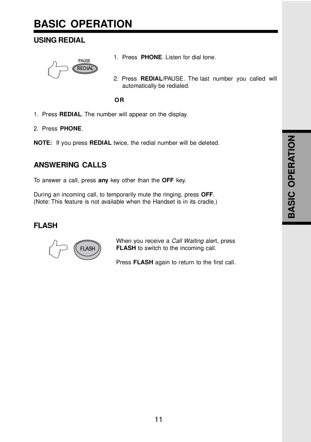 VTech VT 9123, 9126 important safety instructions Using Redial, Answering Calls, Flash 