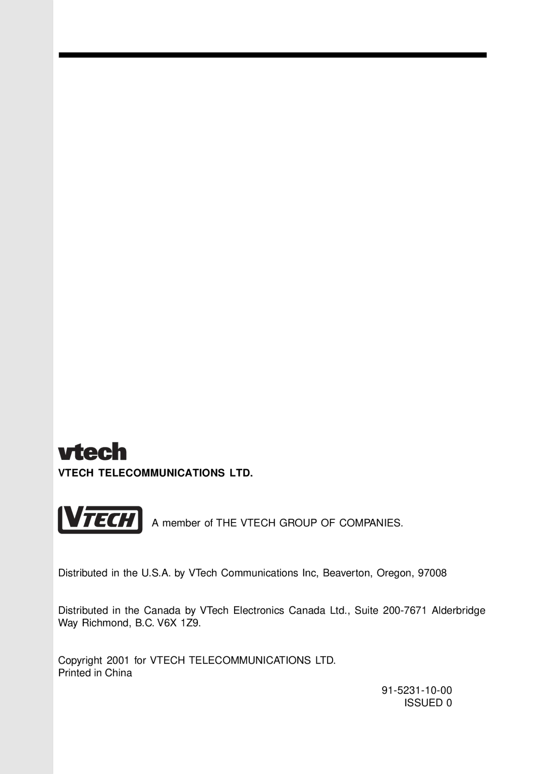 VTech 9126, VT 9123 important safety instructions Issued 