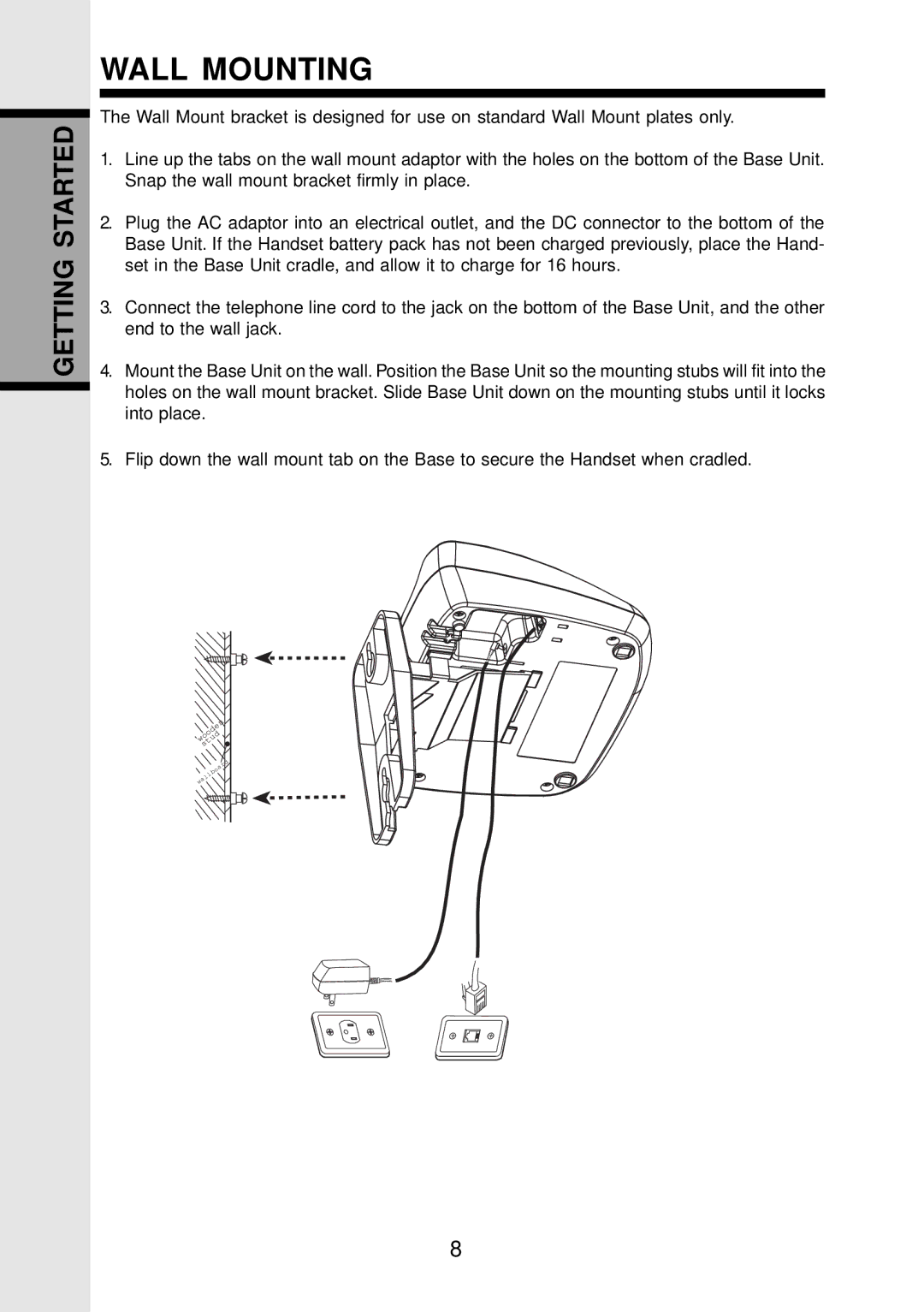 VTech 9126, VT 9123 important safety instructions Wall Mounting 