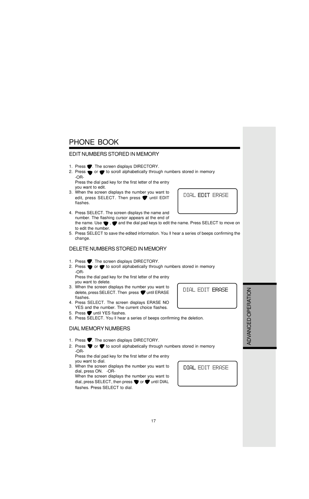 VTech 9127 Edit Numbers Stored in Memory, Delete Numbers Stored in Memory, Dial Memory Numbers 