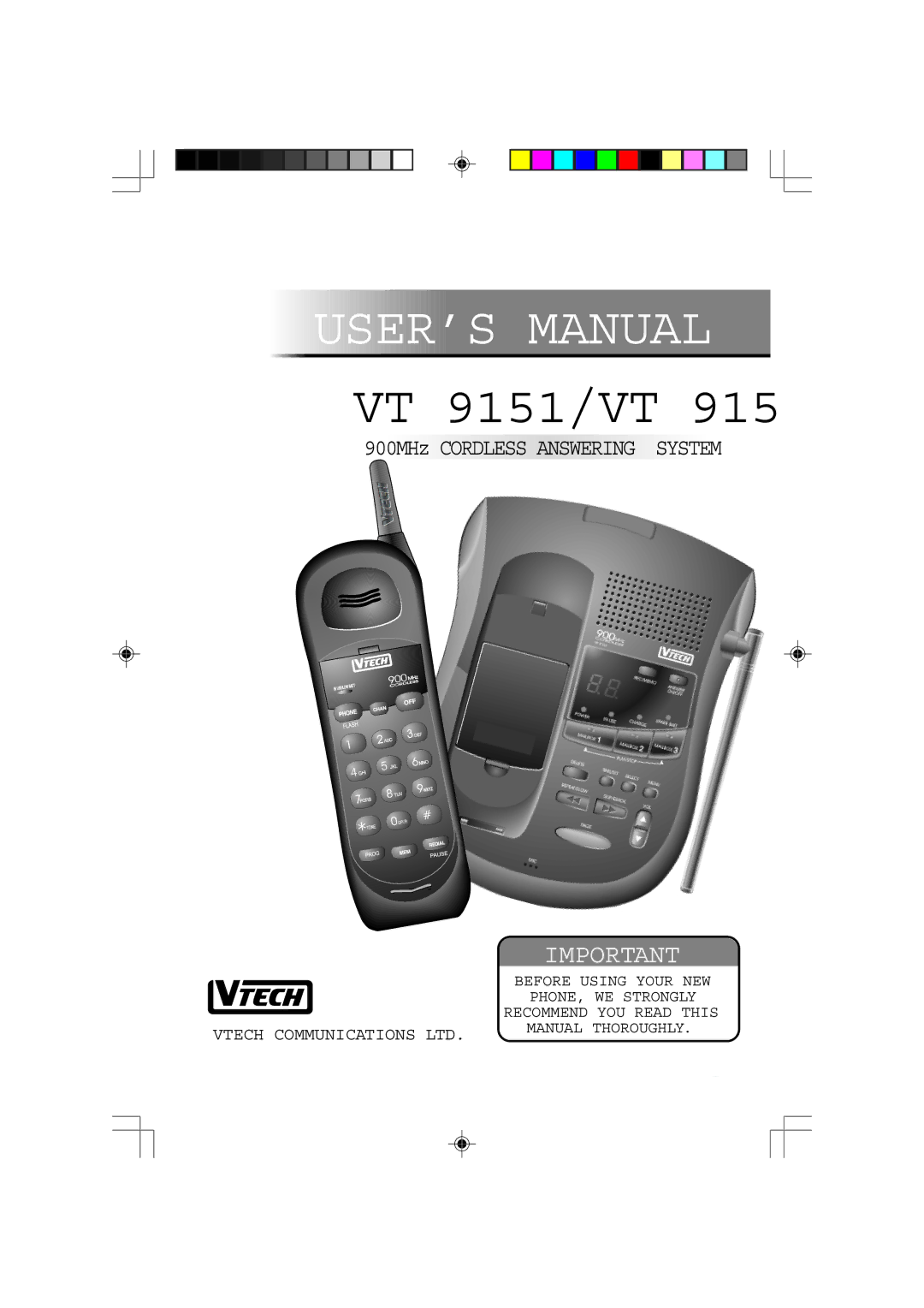 VTech VT 9155, 9151 important safety instructions USER’S Manual 