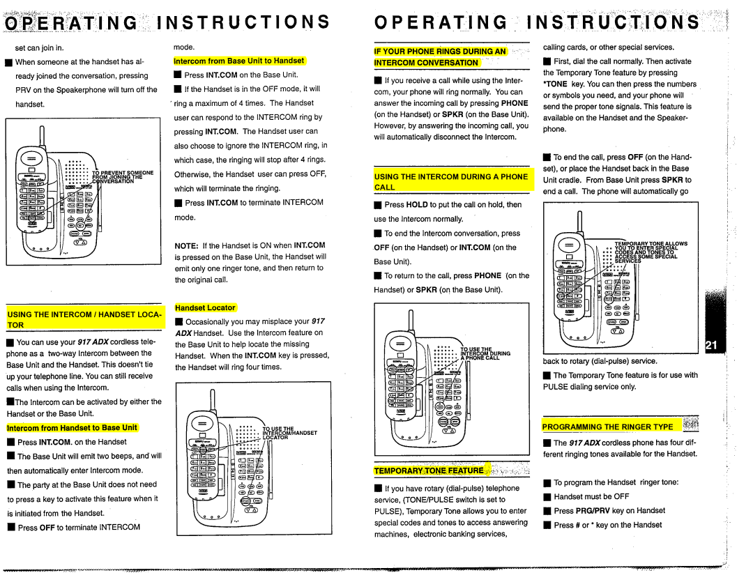 VTech 917ADX manual If Your Phone Rings During AN Intercom Conversation, Call, Using the Intercom / Handset LOCA- TOR 