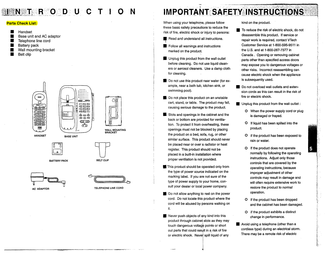 VTech 917ADX manual Parts Check List 