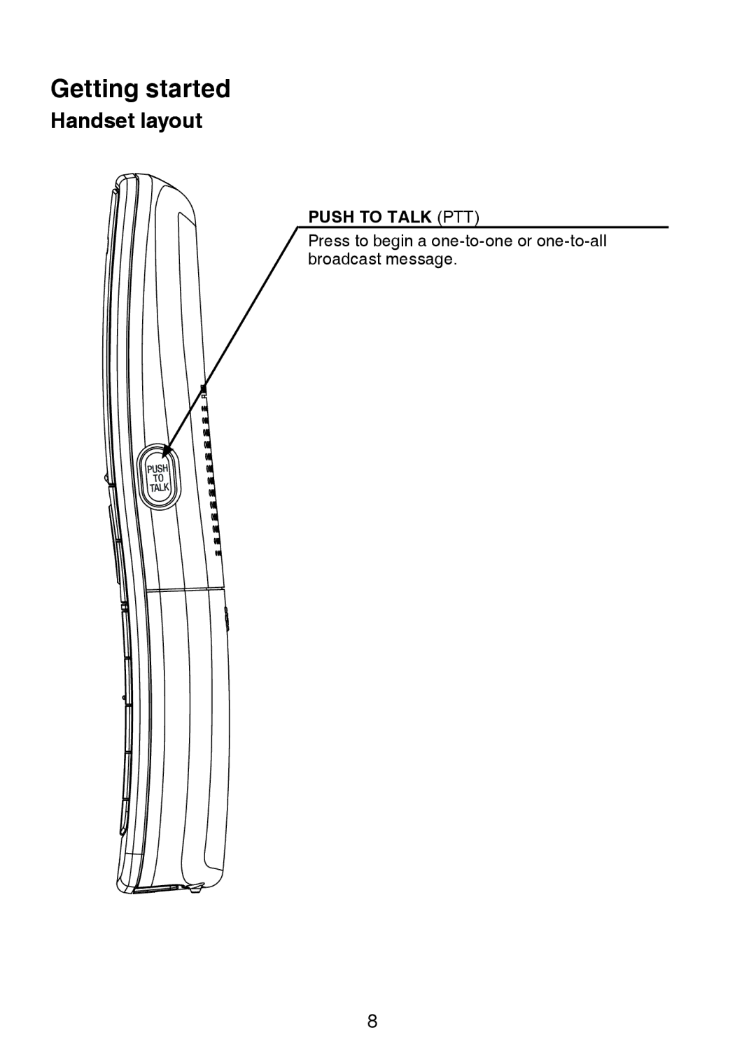 VTech accessory handset use with vtech user manual Push to Talk PTT 