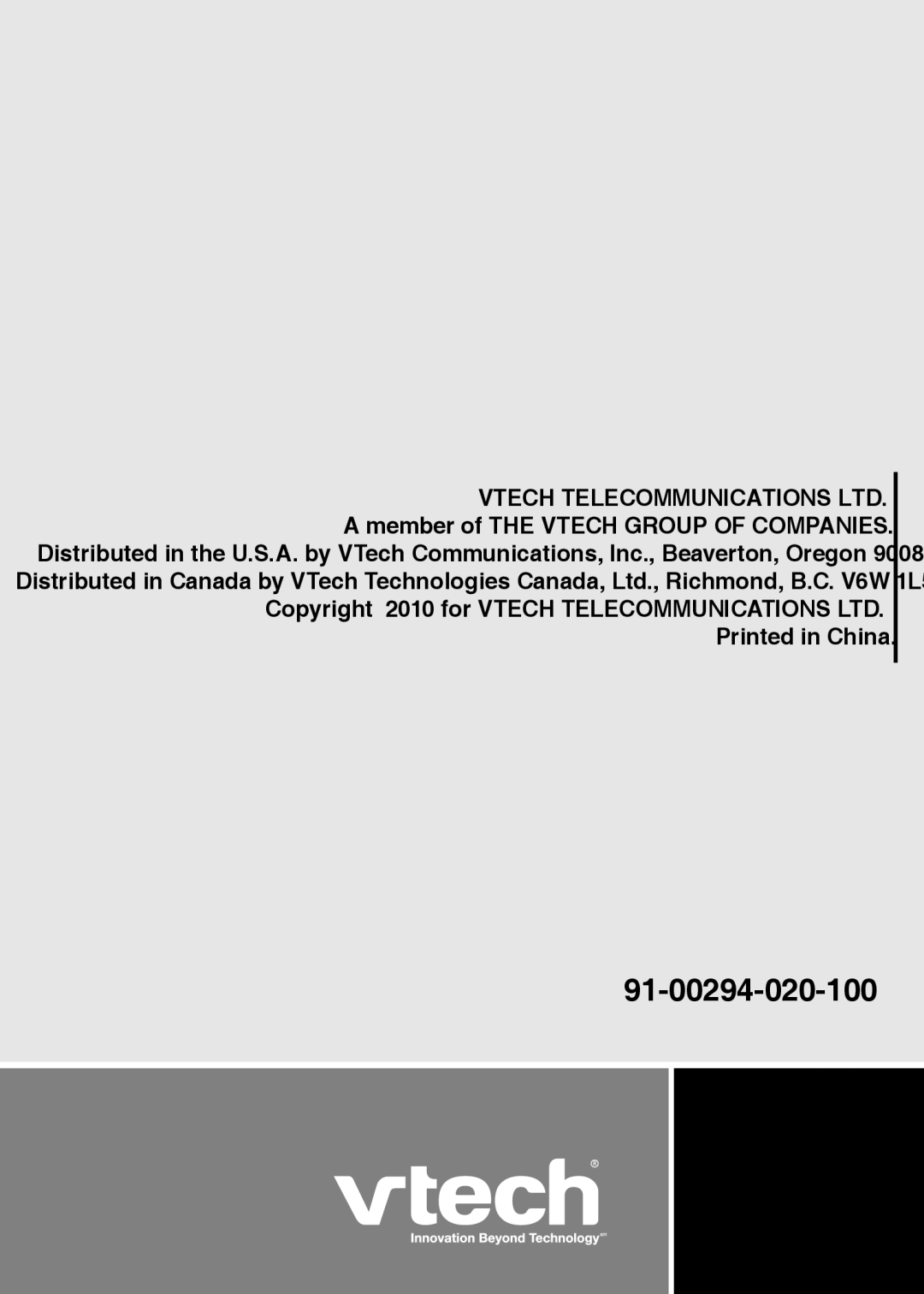 VTech accessory handset use with vtech user manual 91-002794-020-100 