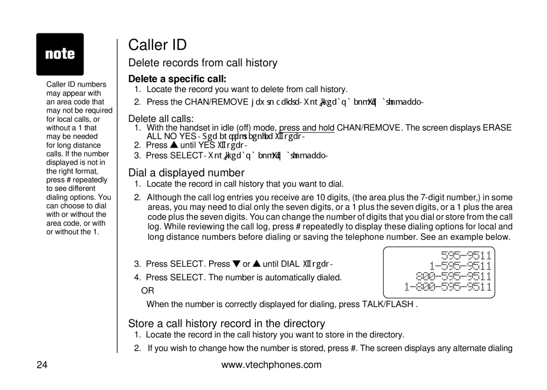 VTech Amplified Phone manual Delete records from call history, Dial a displayed number 