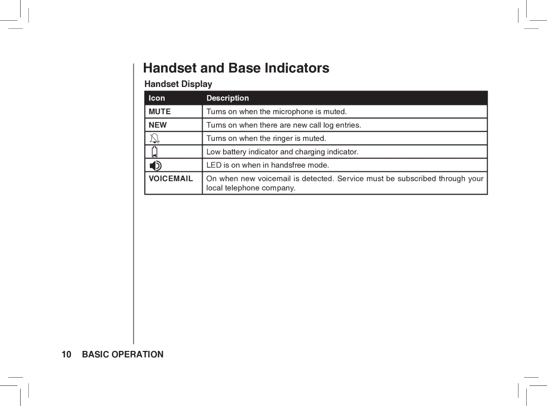 VTech BS5872 manual Handset and Base Indicators, Handset Display 