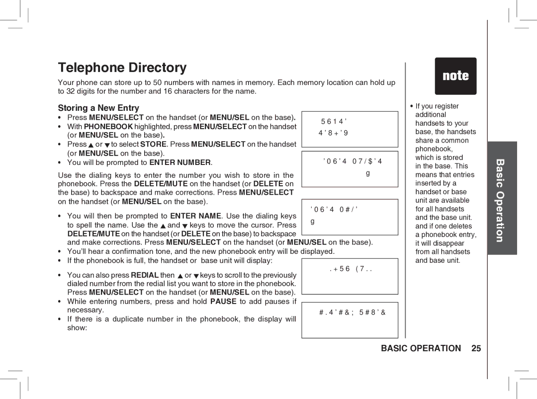 VTech BS5872 manual Telephone Directory, Storing a New Entry 