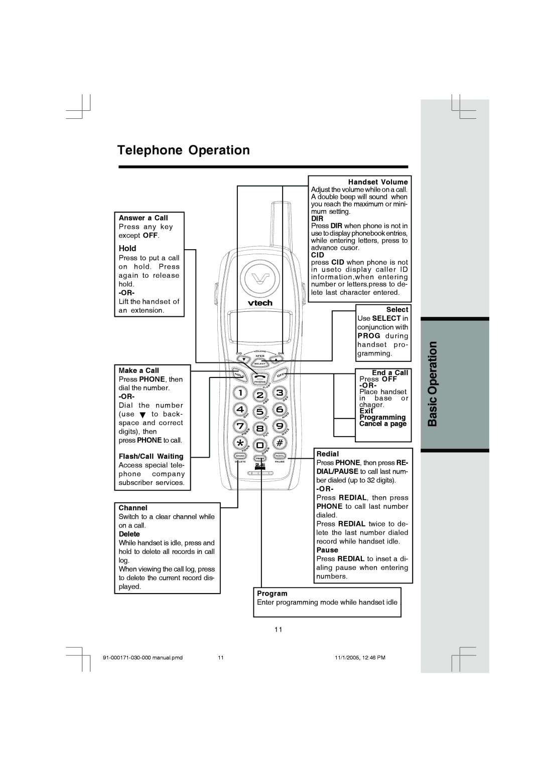 VTech Cordless Telephone manual Telephone Operation, Hold 