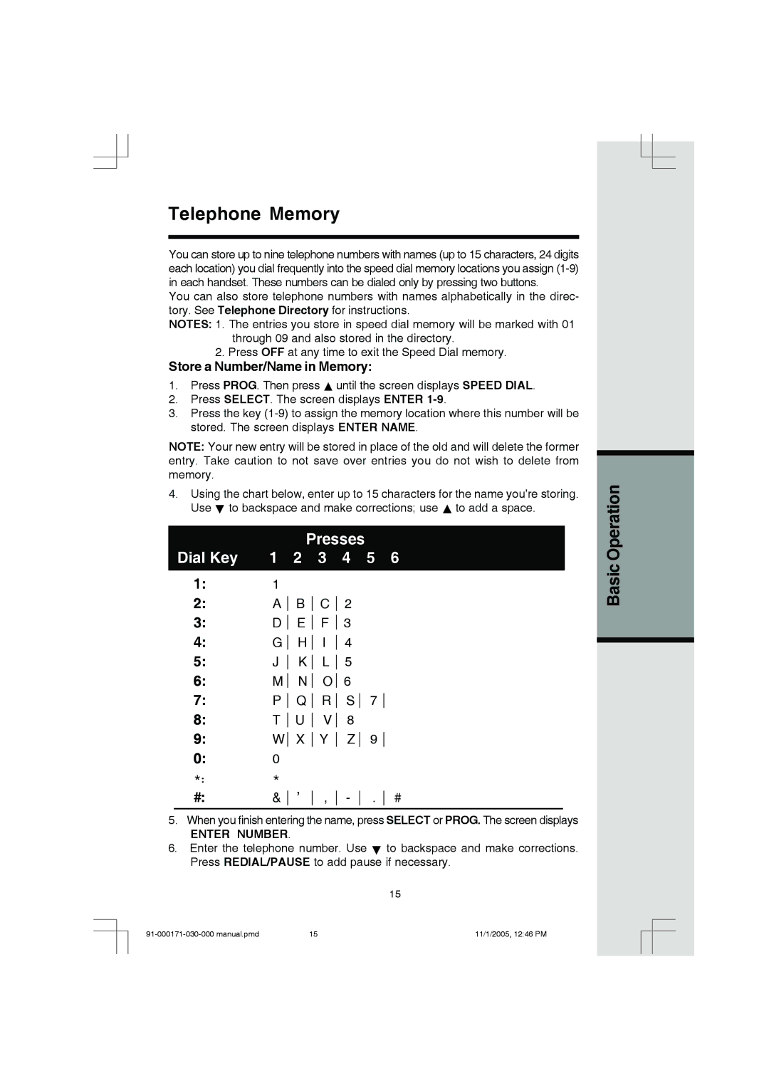 VTech Cordless Telephone manual Telephone Memory, Store a Number/Name in Memory 