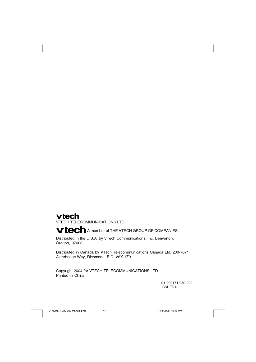 VTech Cordless Telephone manual Issued 