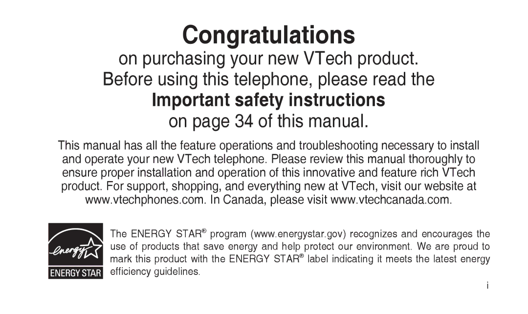 VTech CS2112, CS2111-11 user manual Congratulations 