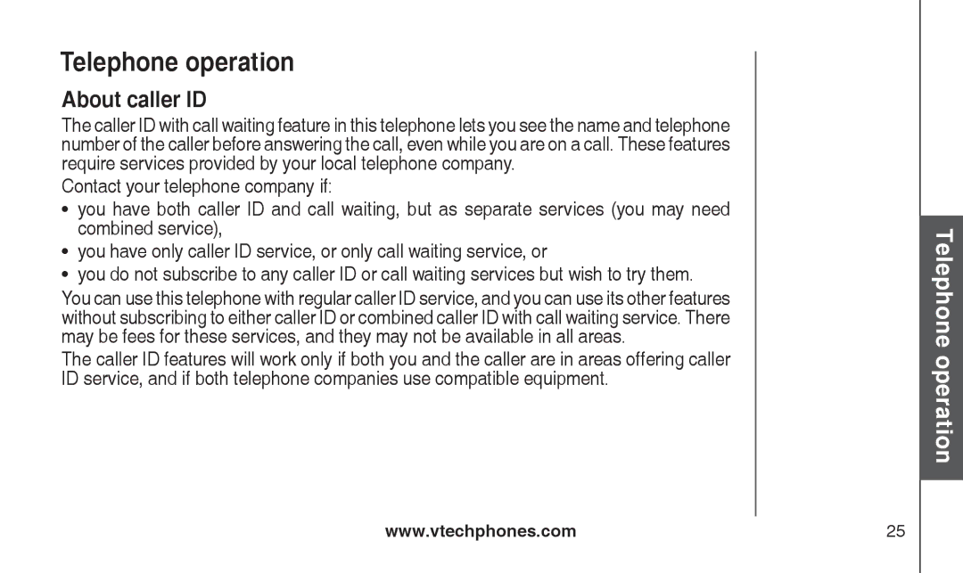 VTech CS2111-11, CS2112 user manual About caller ID 