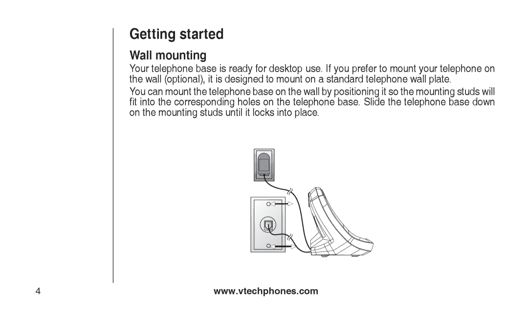 VTech CS2112, CS2111-11 user manual Wall mounting 