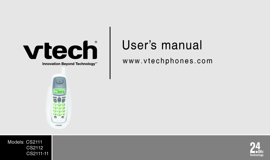VTech user manual User’s manual, w w w . v t e c h p h o n e s . c o m, Models CS2111 CS2112 CS2111-11 