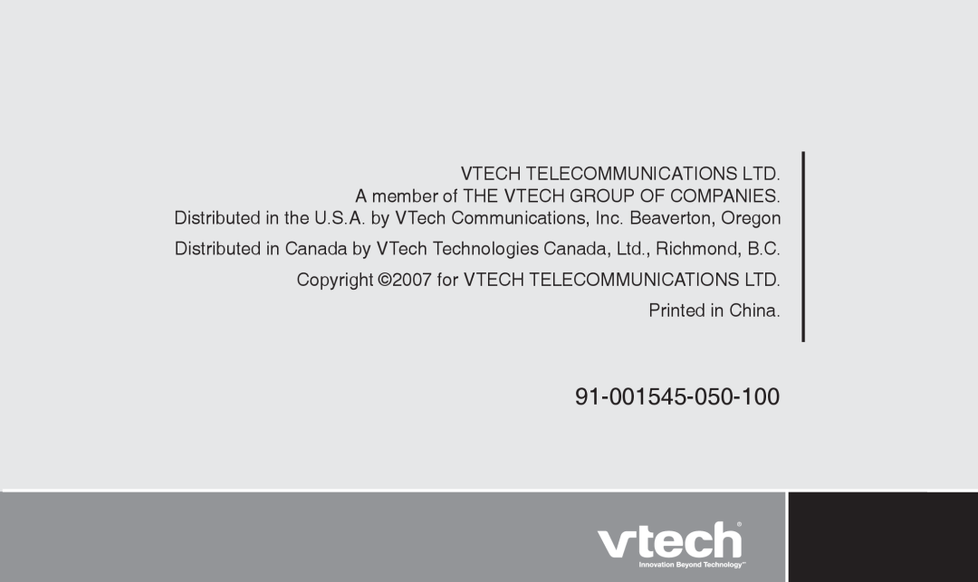 VTech CS2112, CS2111-11 user manual 91-001545-050-100 