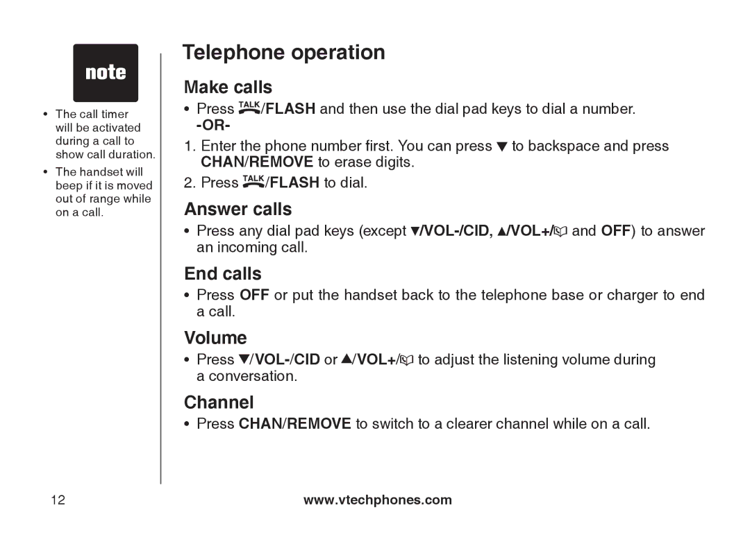 VTech CS5111-2, CS5111-3 important safety instructions Telephone operation 