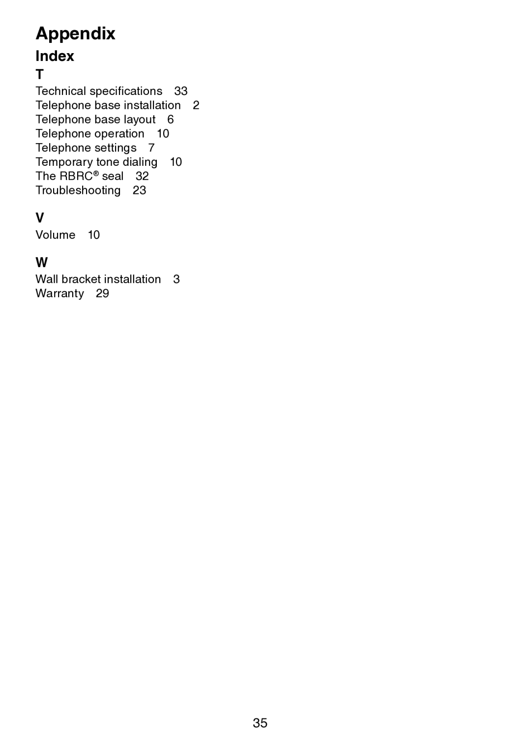 VTech CS5113 important safety instructions Appendix 