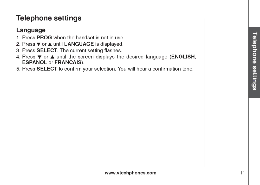 VTech CS5121-3, CS5121-2, CS5122-3, CS5121-4 important safety instructions Language 