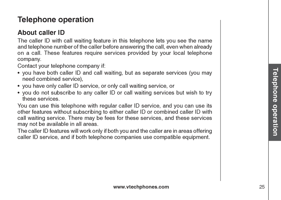 VTech CS5121-2, CS5122-3, CS5121-3, CS5121-4 important safety instructions About caller ID 