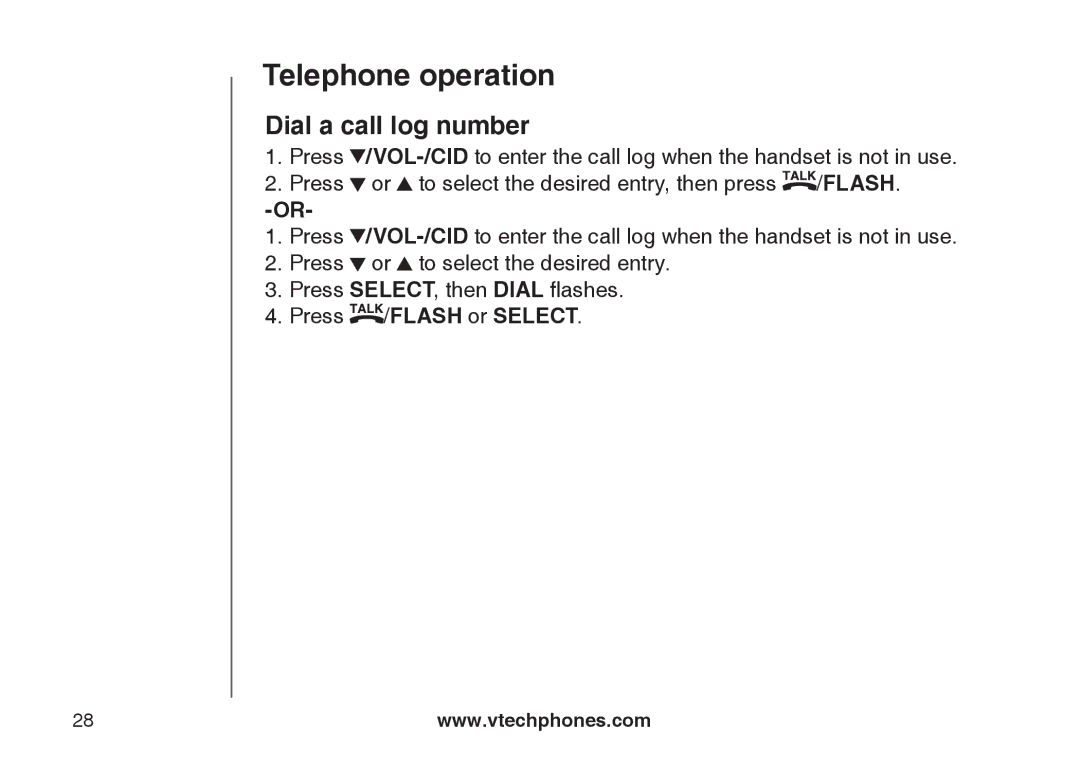 VTech CS5121-4, CS5121-2, CS5122-3, CS5121-3 important safety instructions Dial a call log number 