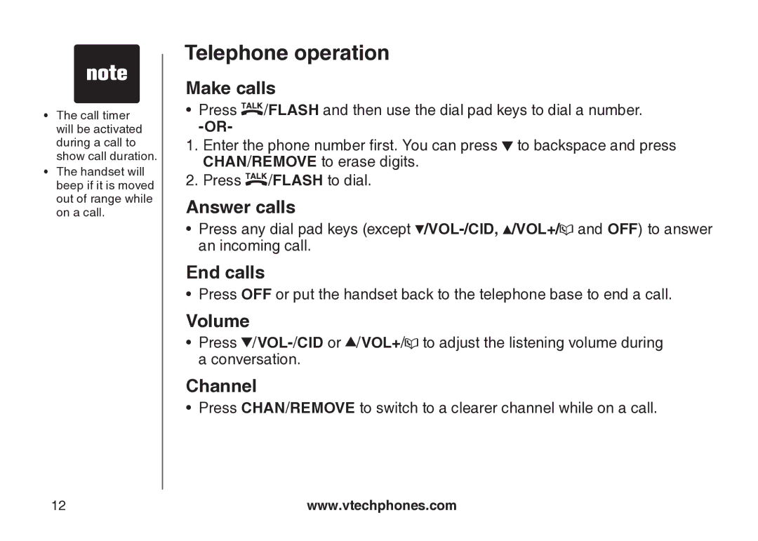 VTech cs5121 important safety instructions Telephone operation 