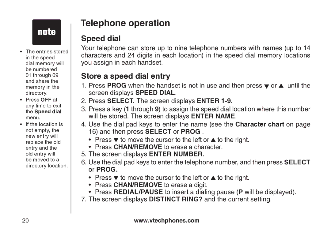 VTech cs5121 important safety instructions Speed dial, Store a speed dial entry 