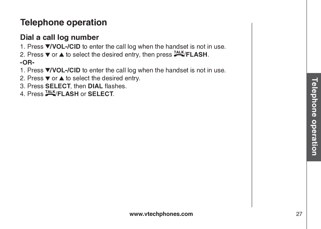 VTech cs5121 important safety instructions Dial a call log number 