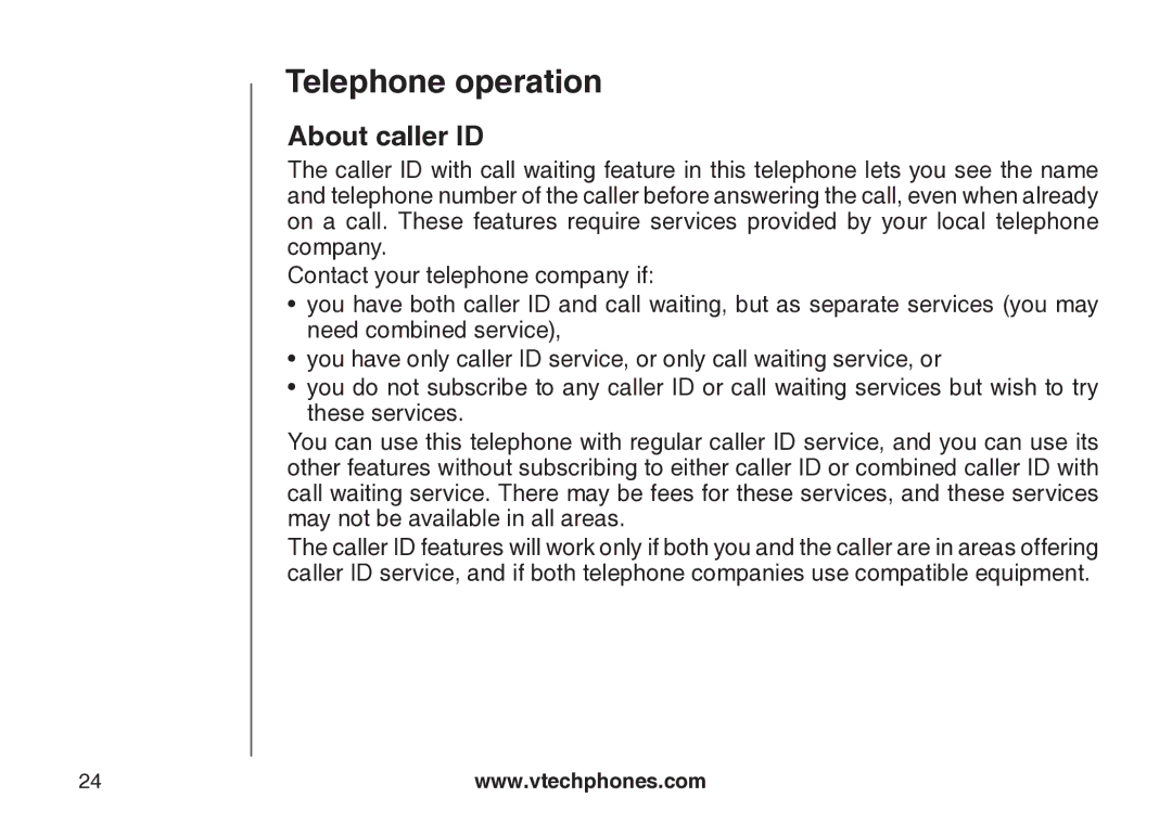 VTech CS5123 user manual About caller ID 